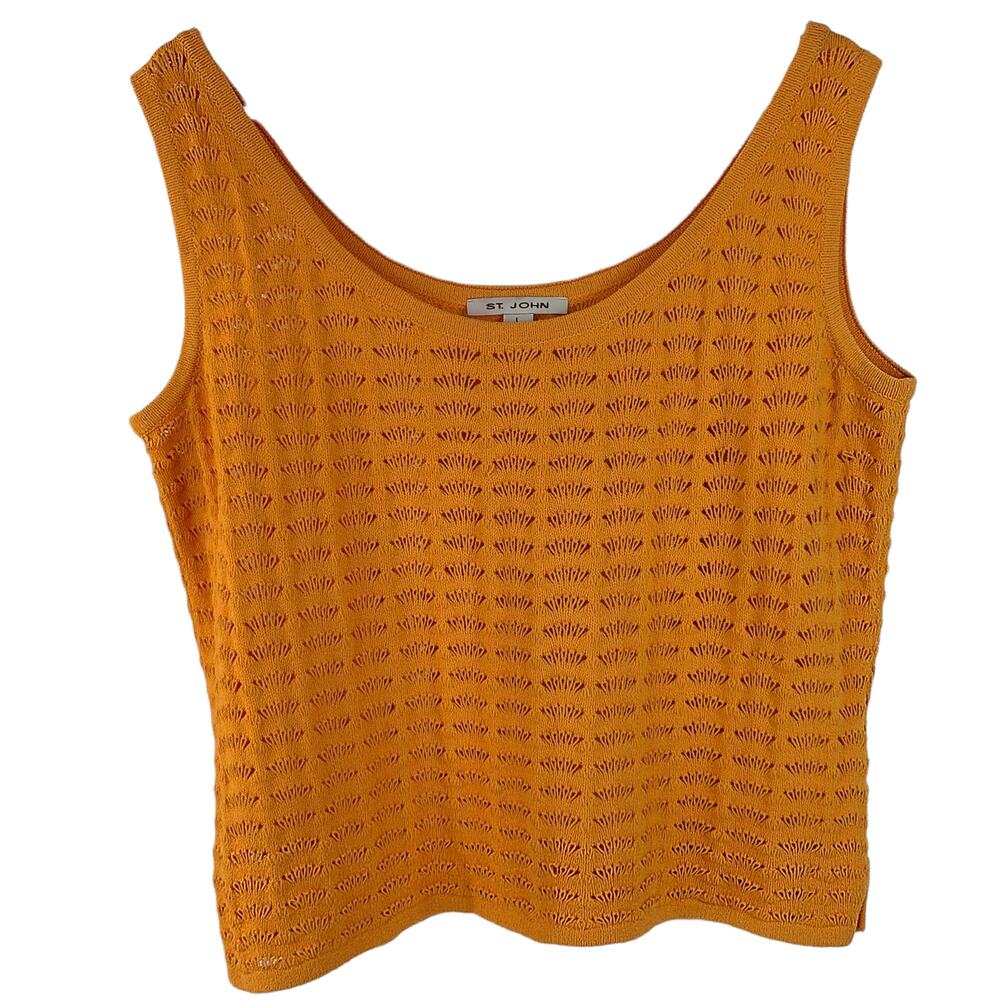 St. John orange knit shell sleeveless scoop neck sweater large